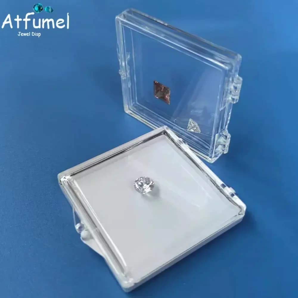 Scatola portaoggetti galleggiante per pietre preziose Portaoggetti per esposizione di gemme Scatole per imballaggio di gioielli con zirconi in pietra diamantata sciolta trasparente