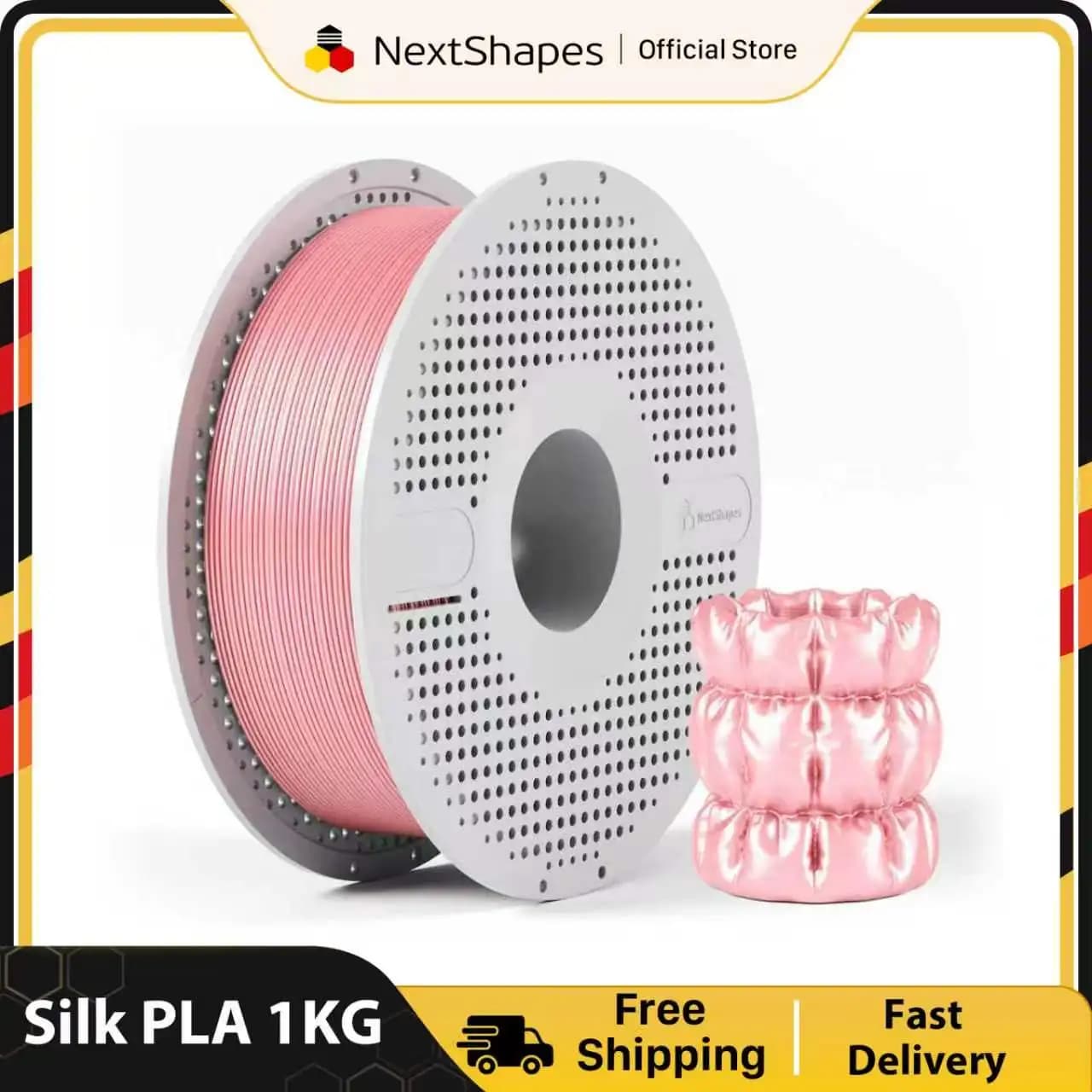 NextShapes PLA Silk Filament 1.75mm 1KG Bubble-Free High Precision Low Warp Fast Print Compatible With Bambu Lab FDM 3D Printers