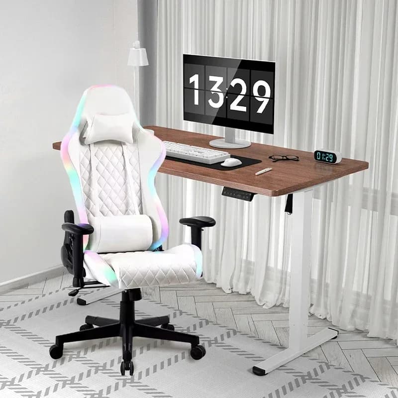 mComputer Lampada LED ergonomica Sedia per e-sport Sedia da gioco comoda e regolabile in pelle PU con luci l