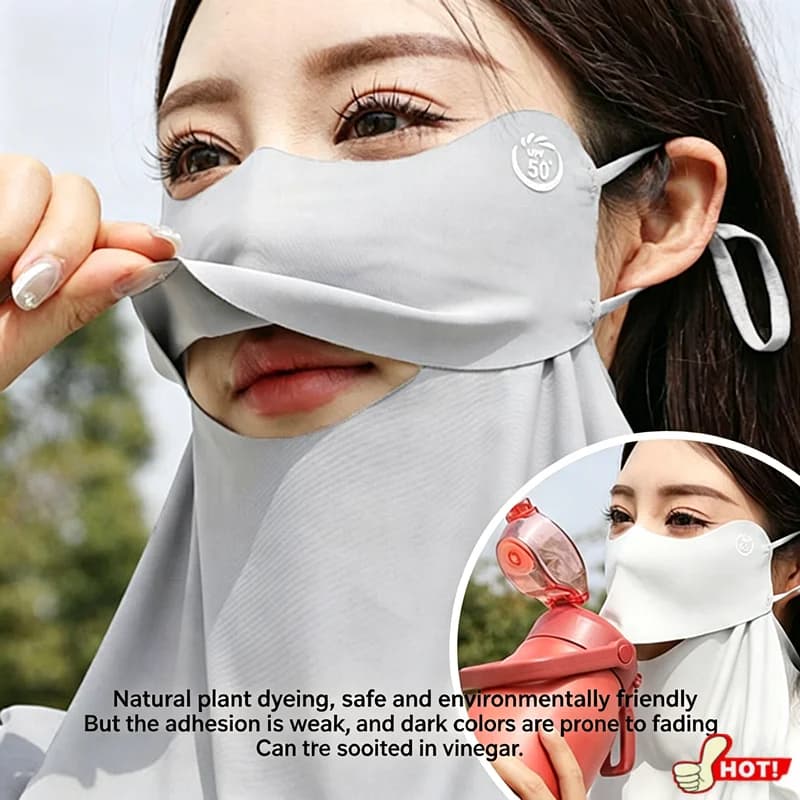 Summer sunscreen in ice silk for woman UPF50+ Anti-UV Sunboard Scarf Outdoor Cycling Hiking 360 ° Covers face and neck