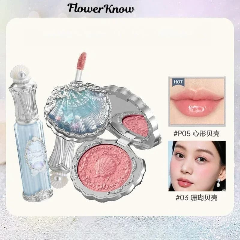 Set Make-up Flower Know Shells Jewel Collection: Gift Kit with Umbrella, Blush, Lipstick and Viso Products
