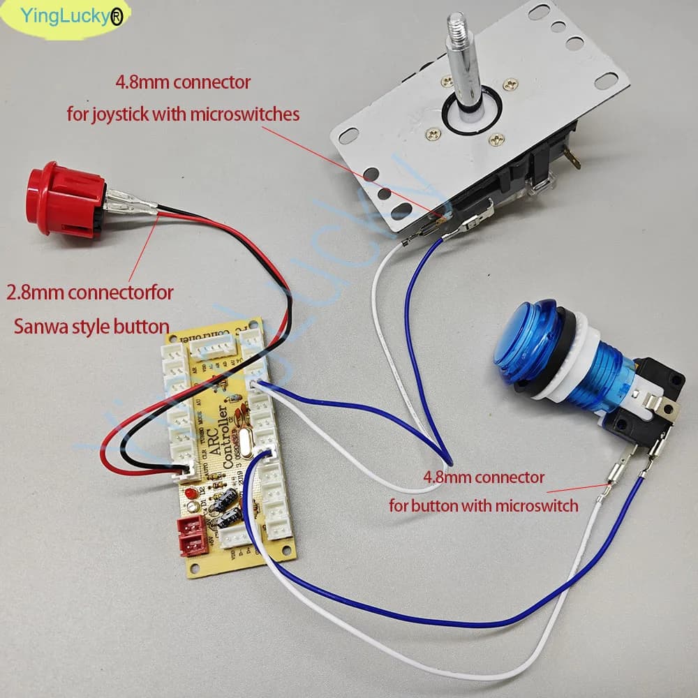 20 PCS pulsante sanwa cablaggio 2.8 millimetri sanwa obsf 30 millimetri e 24 millimetri con 2 pin spina del Cavo joystick /fili Per Gioco Arcade di Macchine Accessori