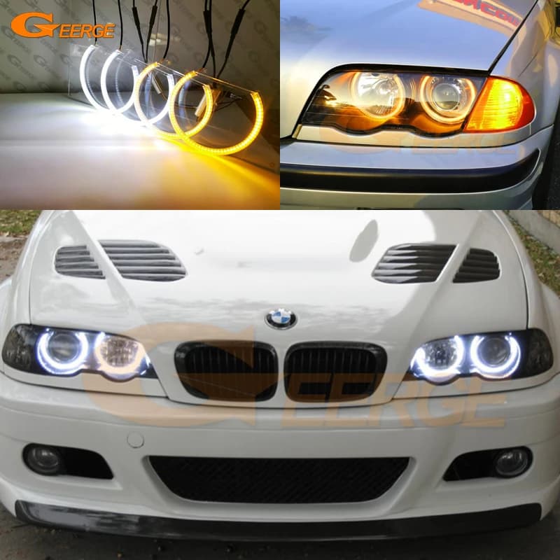 Per BMW Serie 3 E46 M3 2001 2002 - 2005 2006 Ultra Luminoso AW Switchback Luce diurna Indicatori di direzione SMD LED Angel Eyes Halo Anelli