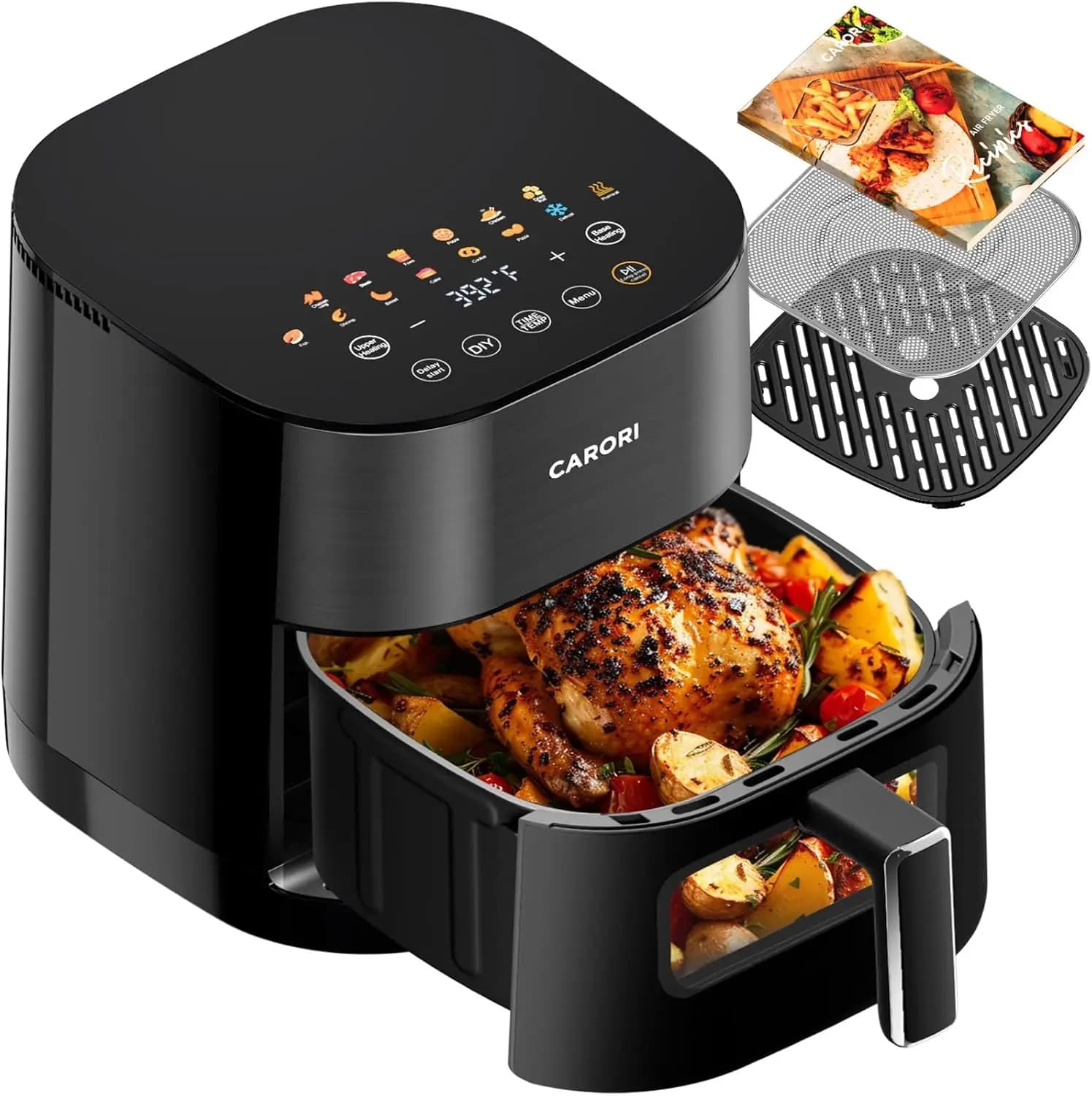 Friggitrice ad Aria 14-in-1 con Finestra di Visualizzazione, Grande Capacità 6Qt, Cottura Rapida 1700W, Senza Necessità di Girare
