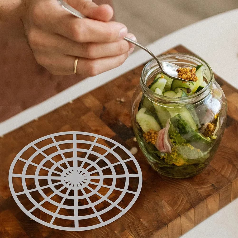 Reusable Pickle Press Plate Fermenting Weights Mesh Strainer for Sauerkraut Kimchi Fermentation Glass Mason Jars 12Cm Round