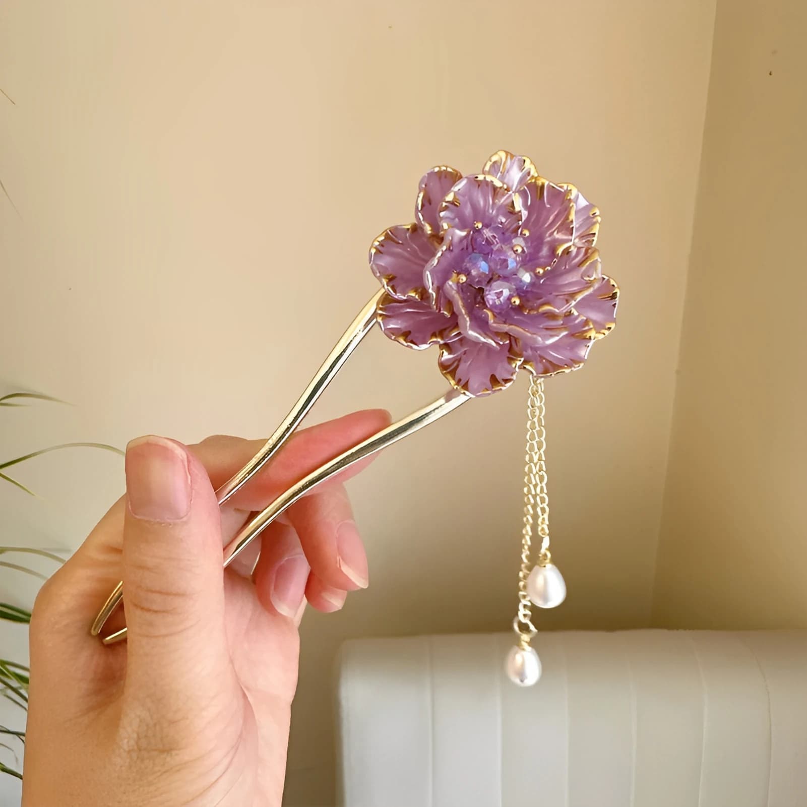 Elegant Hair Stick Peony Flower Tassel for Cheongsam Hanfu Traditional Chinese Retro Hairpin Accessory Gift Jewelry