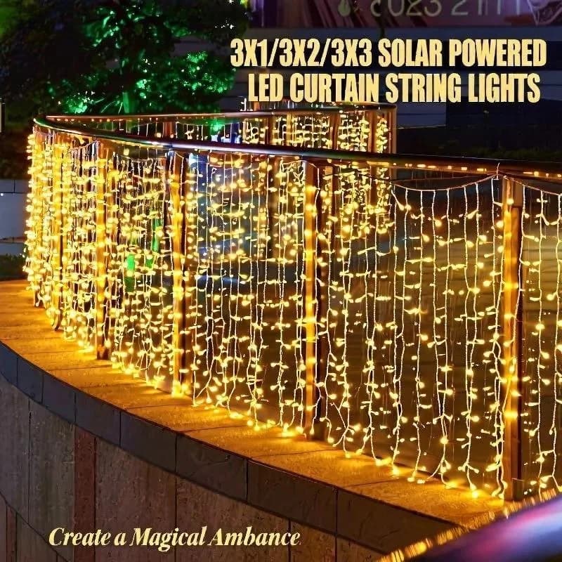Luci per tende solari 3M - Luci a stringa LED a 8 modalità per giardino, festa di nozze di Natale, decorazione fata impermeabile