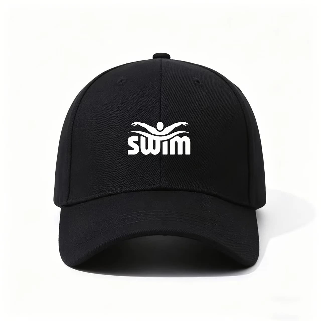 Baseball Cap, Showcasing a SWIM Logo with a Stylized Swimmer Silhouette, Perfect for Water Sports Enthusiasts And Beach Lovers,