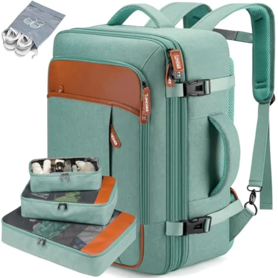 Zaini da Viaggio Extra Large 40L Approvati per Voli, Borsa Espandibile per Uomo e Donna con 4 Cubi Organizzatori
