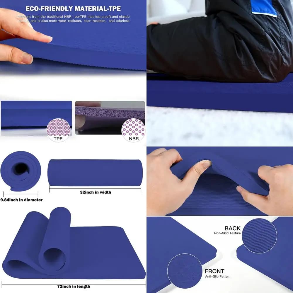 Great Yoga Mat in TPE 72 x 32 - Thickness 4/5 Inches, Non-slip and Resistant for Men and Women