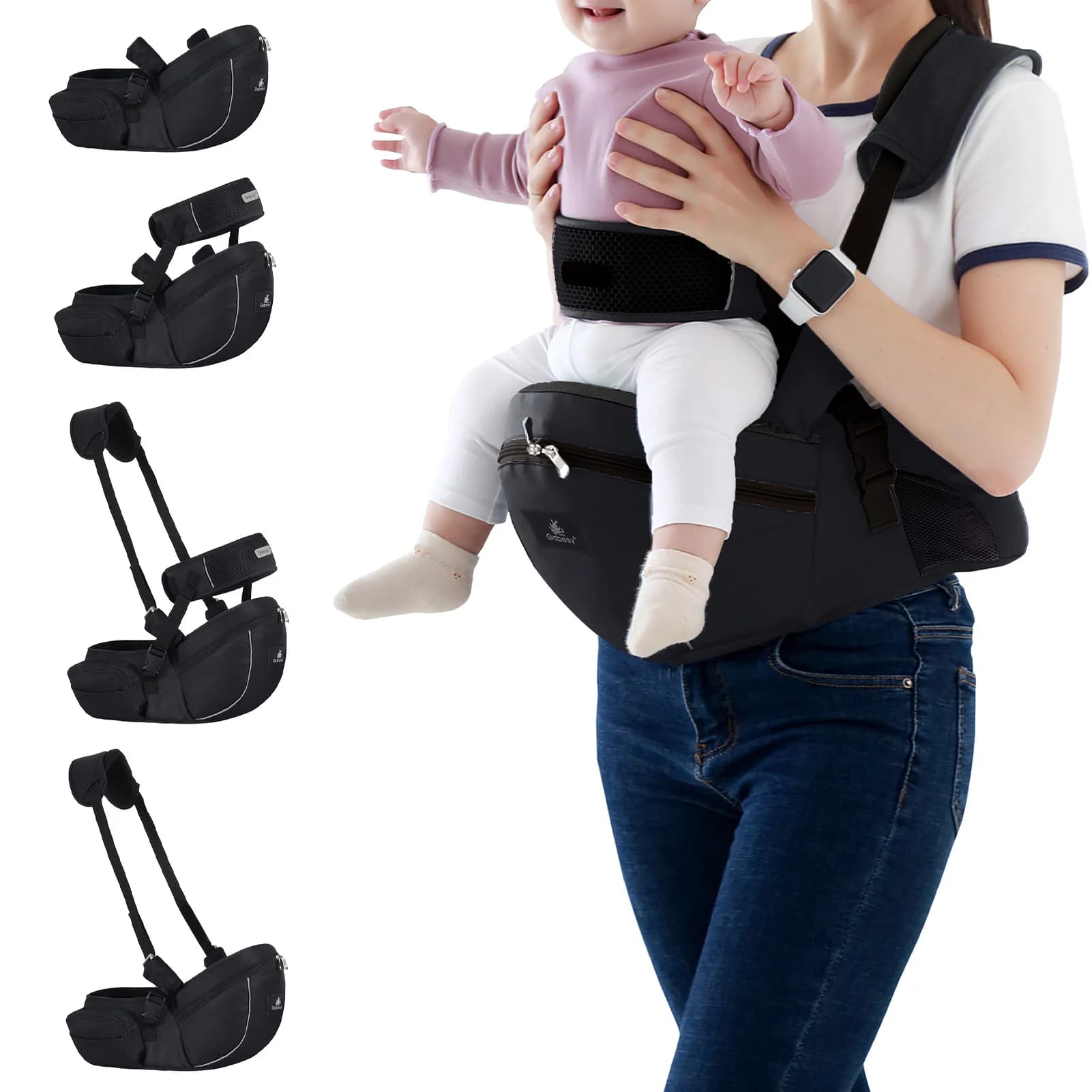 Marsupio 4 in 1 per la crescita del bambino con seduta ergonomica, da neonato a bambino piccolo, 0-44 libbre, con cinture di sicurezza e tracolla.
