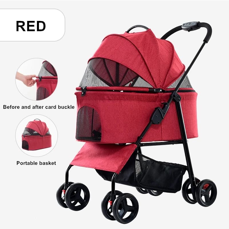 Passeggino per animali domestici Passeggino per cani gatto con cestino portaoggetti Passeggino da jogging pieghevole leggero per cani