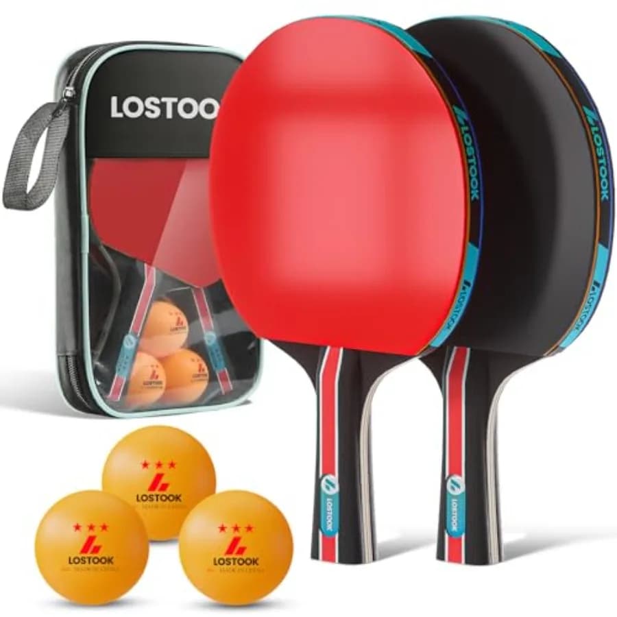 Set di Racchette Professionali da Ping Pong (2/4 Pezzi) con Custodia Portatile in Tessuto Oxford e Palline a 3 Stelle, Racchette da Tennis da Tavolo per