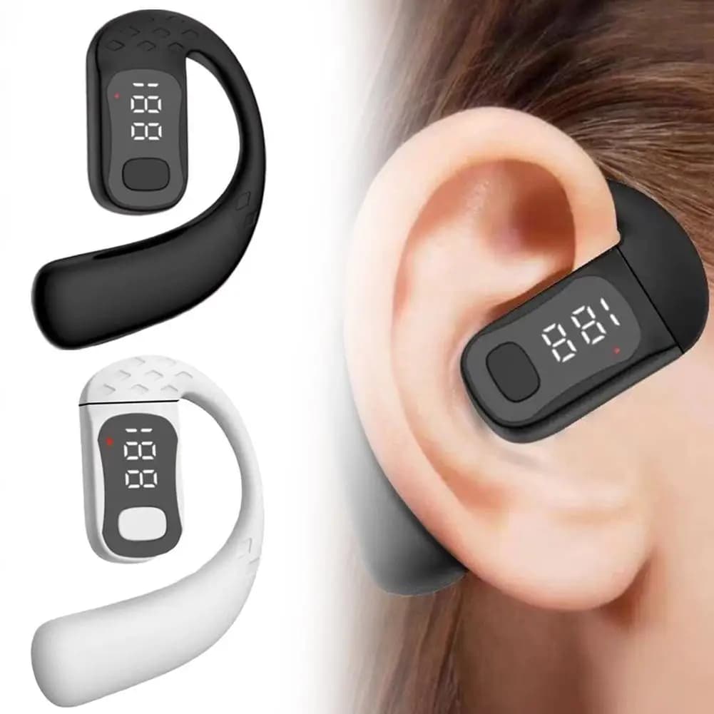 Auricolare wireless Bluetooth 5.4 Gancio per l'orecchio in standby lungo, microfono per chiamate HD aziendali Suono surround Auricolari impermeabili per esterni