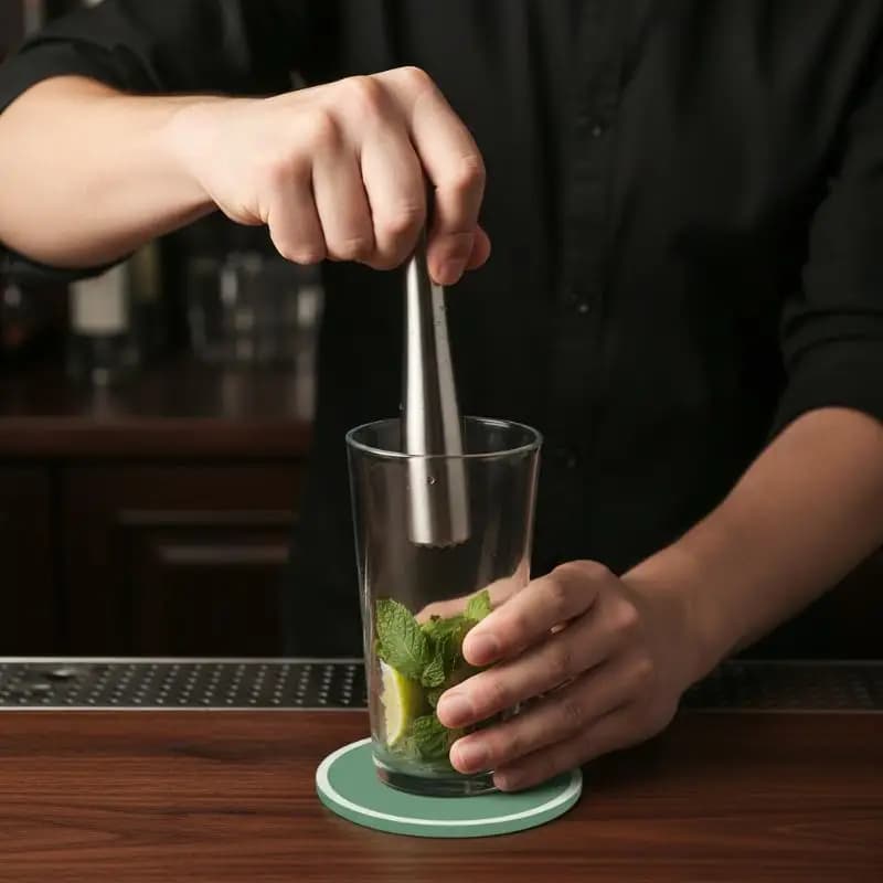 Ice Crusher Stirrer Barware Cocktail Muddler Wine Mixing Stick 2in1 Tool for Home and Party Drinks