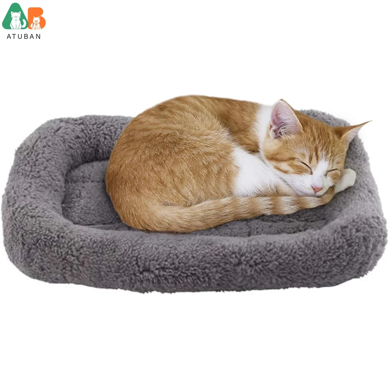 ATUBAN Letti per Gatti da Interno, Letto per Cani Curl Cuscino in Peluche per il Sonno, Tappetino Lavabile con Fondo Antiscivolo per Cuccioli di Piccolo Animale Domestico Coniglio