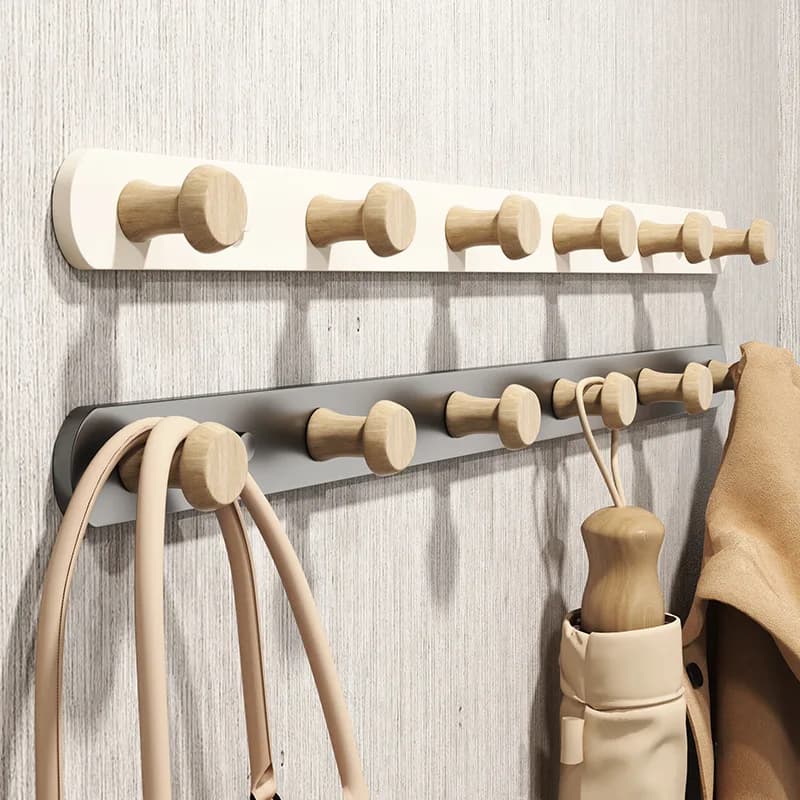 Wall coat hanger, Clothes rack at the entrance, Wooden and metal hanger with rustic coat hooks, scarf, bag, towel, key