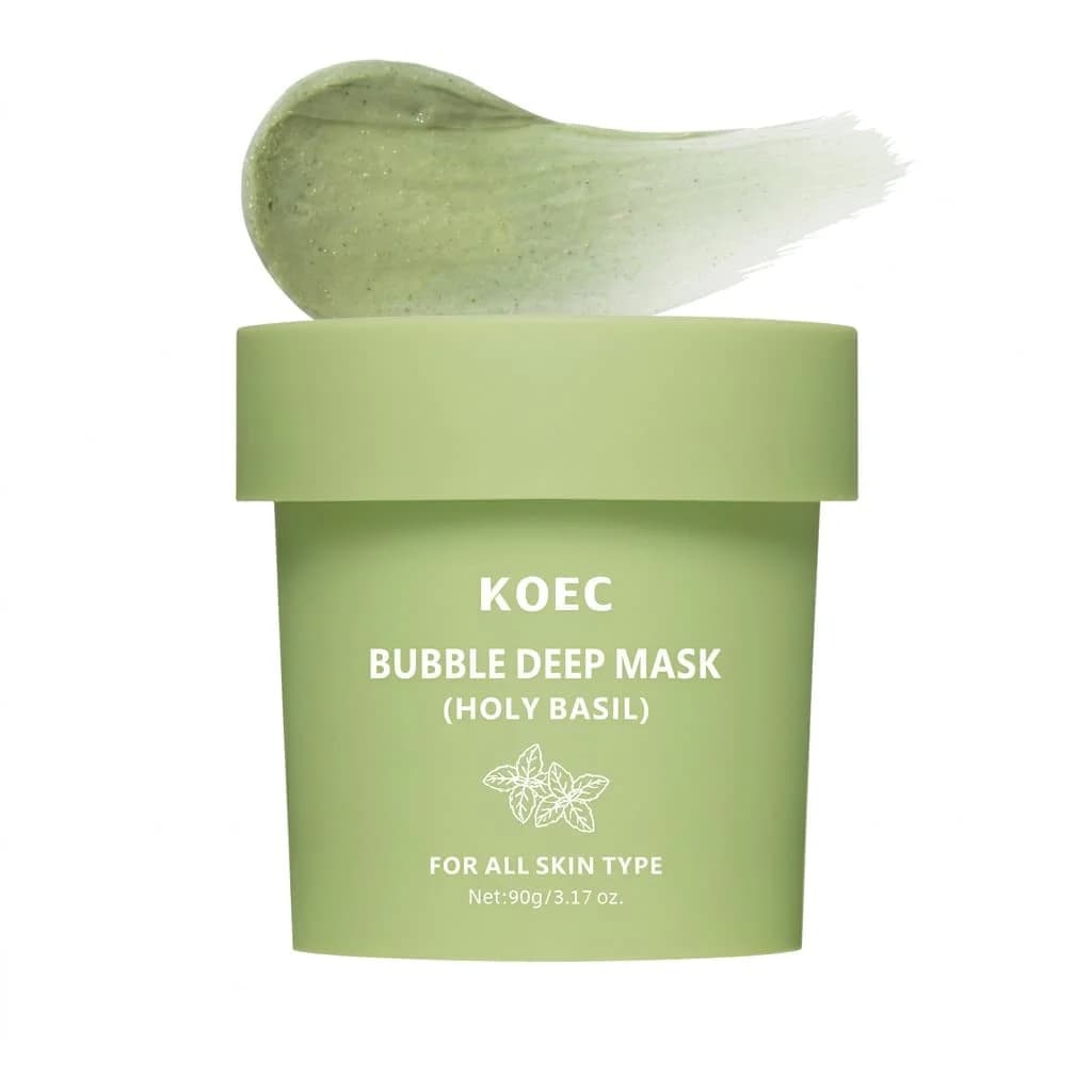Holy Basil & Soothing Complex Bubble Clay Mask, Mild Oxygen Bubble Facial Mask for Daily Gentle Skin Conditioning, Nourishing Comfort Face Mask, Premium Gift for Women & Party Gifting