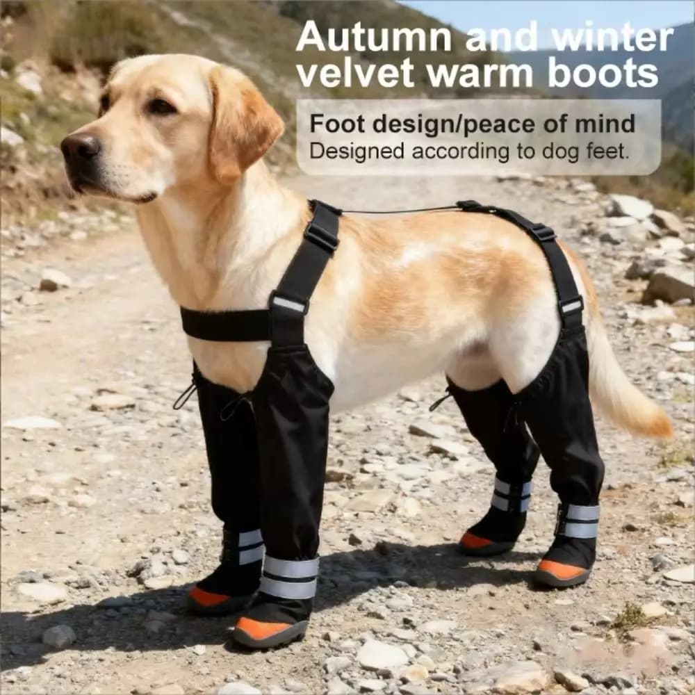 Non-Slip Dog Suspender Boots Wear-resistant Hard-soled Dog Protective Footwear Long Boots Waterproof Pet Rain Shoes