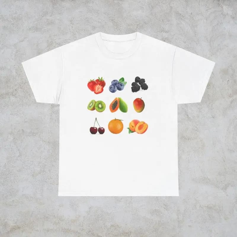 T-shirt estetica con frutta, design alla moda