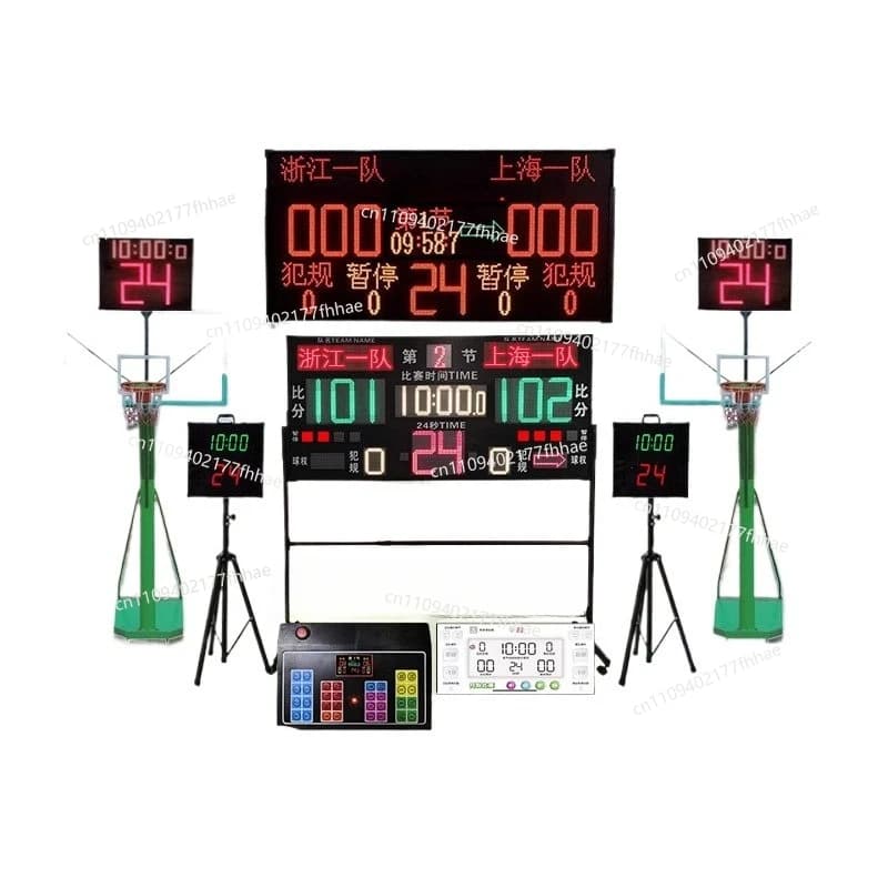 Electronic scoreboard for Basketball with Timer 24 Seconds, Portable and Rechargeable for Badminton and Football