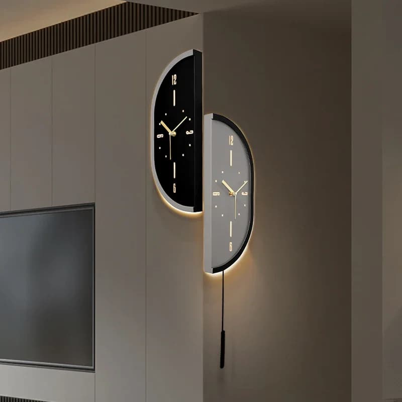 Corner Wall Clock Living Room Clock Wall Mounted Silent Display Wall Clock Modern Design Home Decor