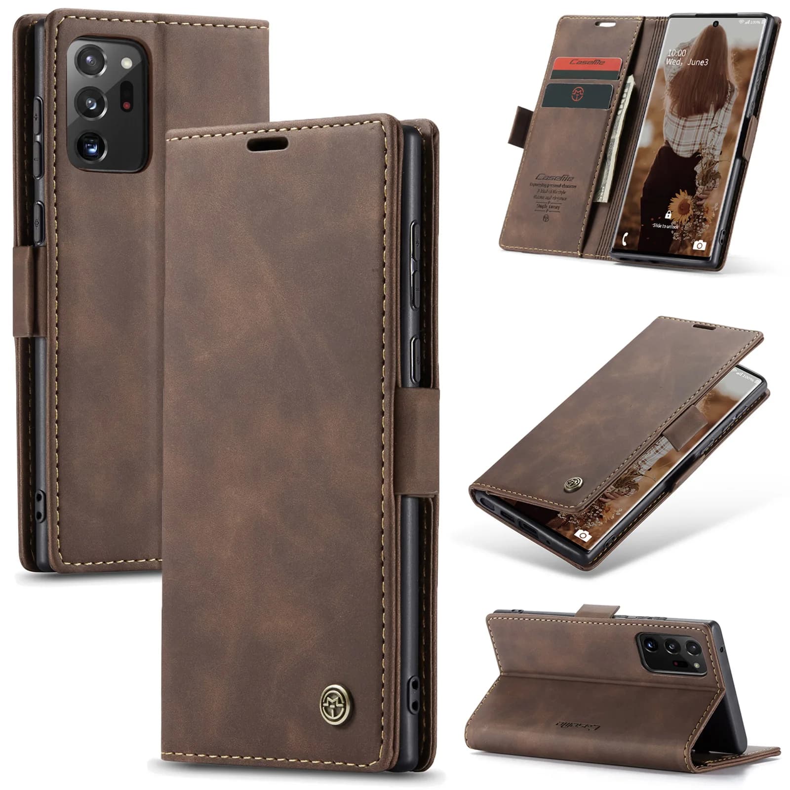 Magnetic Holder Flip Case For iPhone 17 Pro Max 16 Plus 15 14 13 12 11 XS Retro Leather 2 Cards Anti Scratch Wallet Book Cover