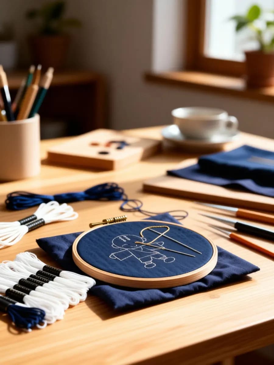 1Set Embroidery Coaster Kit Japanese Sashiko Monk Traditional Handmade Coaster Sets Beginner Sewing Accessories