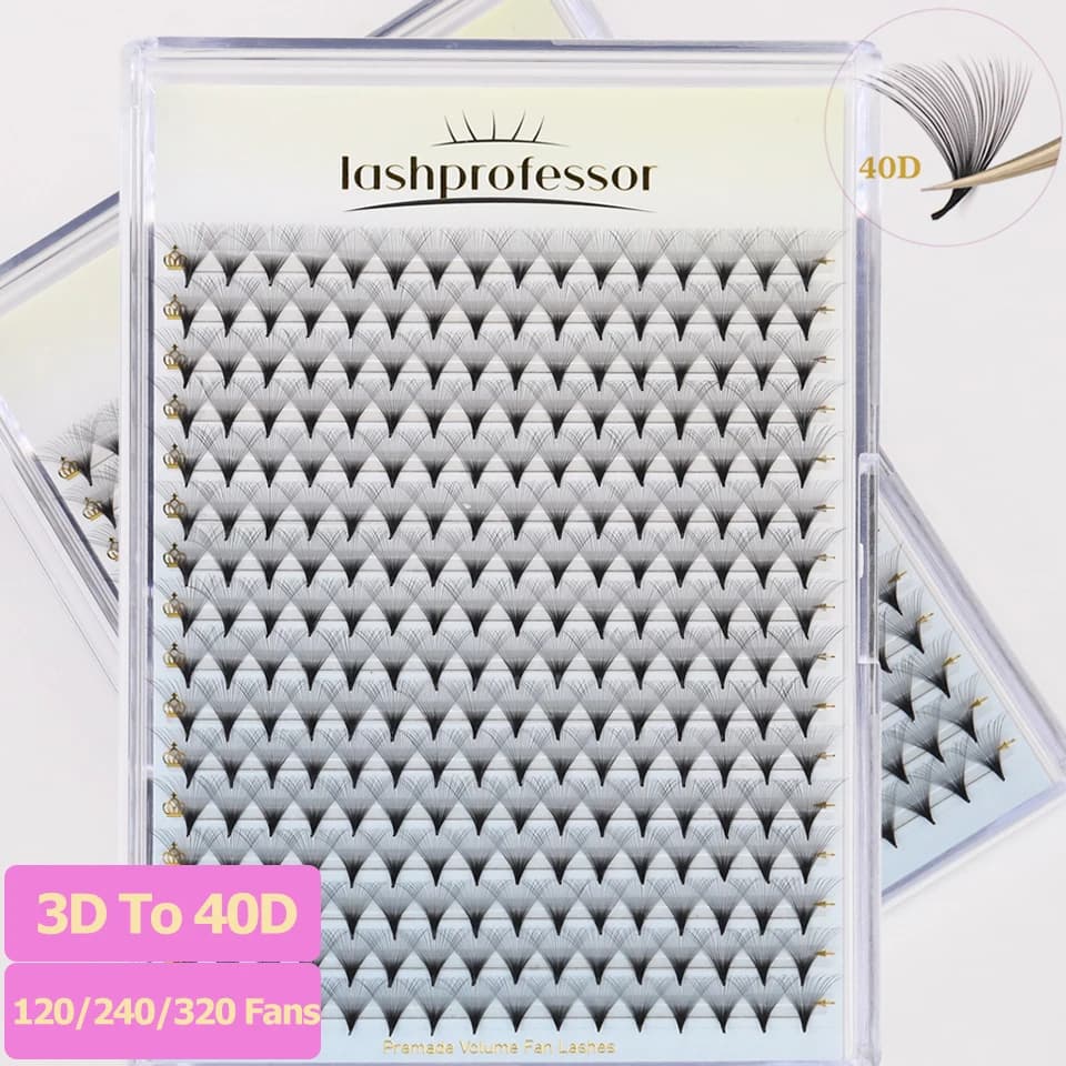 Lashprofessor 5D/6D/8D/40D Stelo sottile Ventole di volume preconfezionate Estensioni delle ciglia Base appuntita Estensione ciglia russe preconfezionate per il trucco