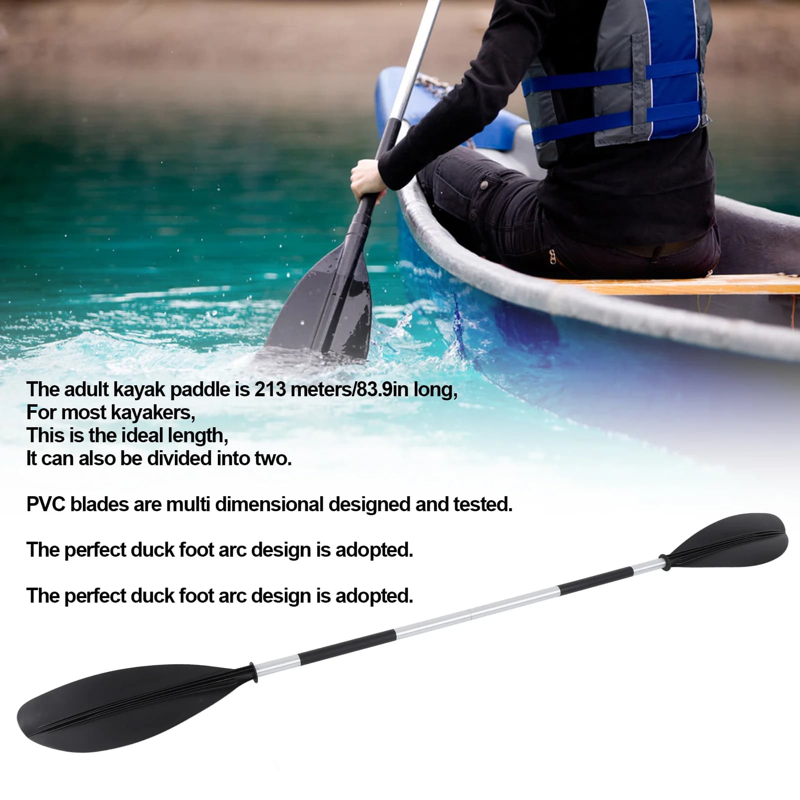 Pagaia per Kayak Regolabile Professionale in 4 Pezzi, Facile da Usare per Kayak, Tavola da Surf, Barca, Gommone 213CM/83.9IN