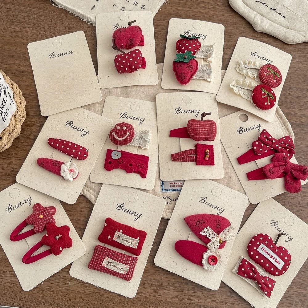 2 pz/lotto Rosso Fermagli Per Capelli Polka Dot Tessuto Per Bambini Tornante Carino Arco Fragola Principessa Tornante Accessori Per Capelli Per Bambini Copricapi