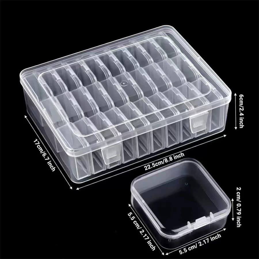Contenitori in plastica trasparenti a 30 scomparti per strass, accessori per nail art 5D, perline, perline da cucito e gioielli, organizer da tavolo