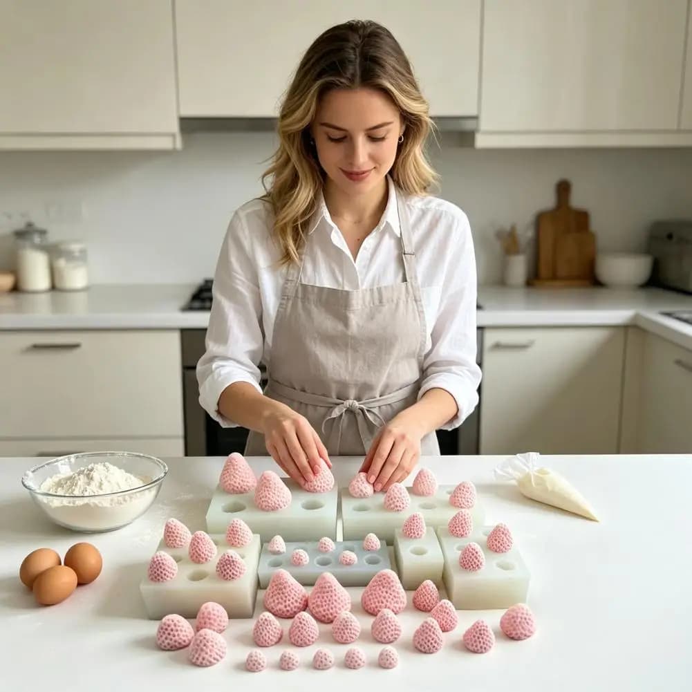 Strawberry Shaped Silicone Mold, DIY Mousse Cake Ice Cream Chocolate Maker, Baking Resin Candle Soaps Making Craft Tool