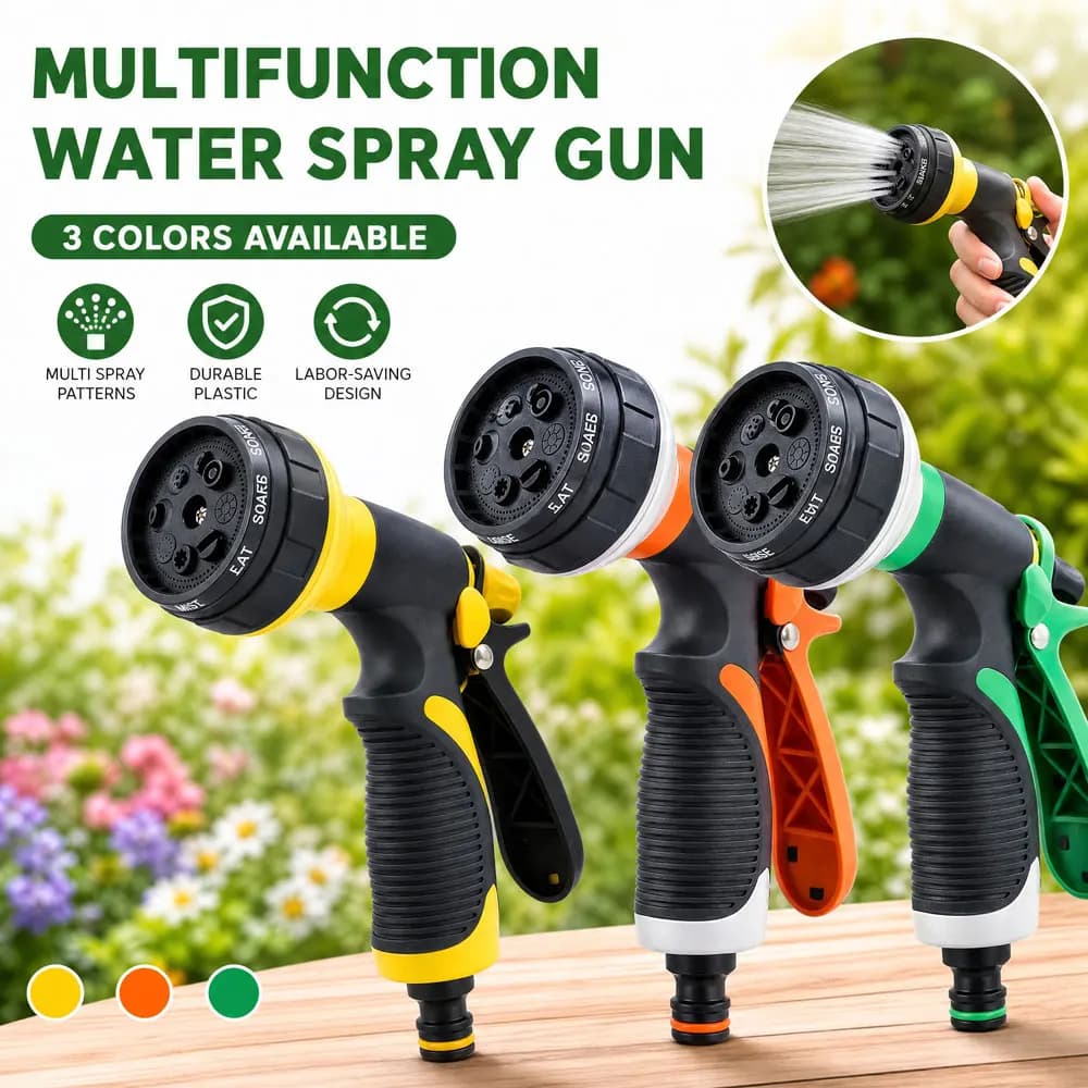 Pistola ad acqua ad alta pressione per lavaggio auto con ugello per tubo da giardino e 8 modelli di spruzzo regolabili per irrigare auto, piante, prati e lavare animali domestici
