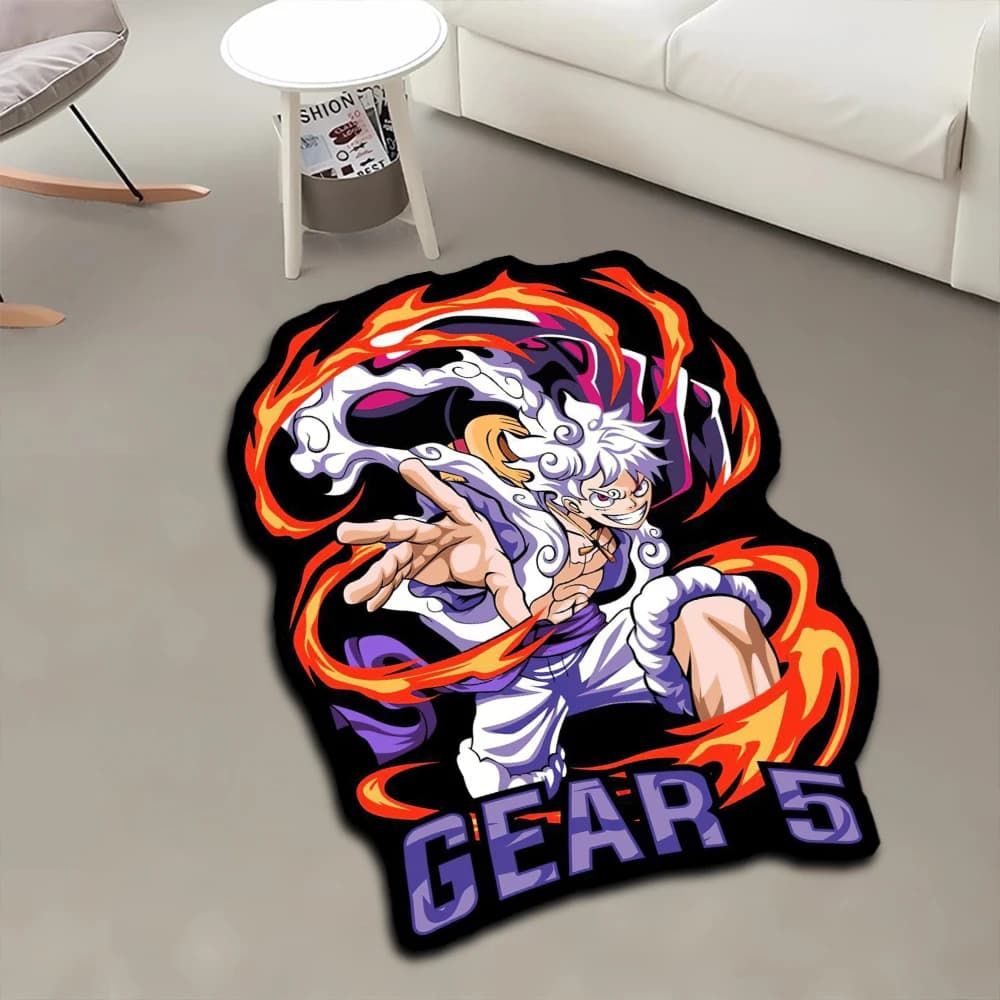 Tappeto anime Stile popolare Figura Rufy Gear 5 One Piece Nika Forma Personalizza Tappeto cartone animato Tappeto fatto a mano per la decorazione domestica