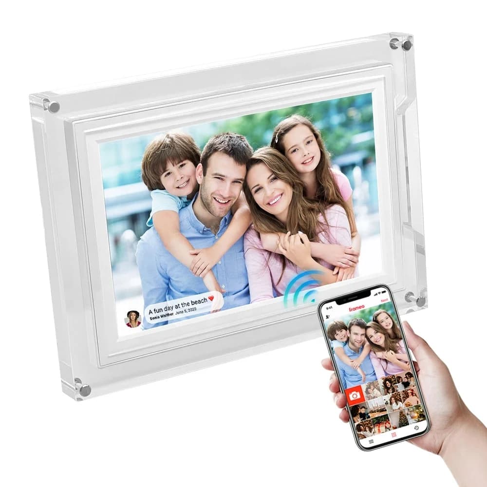 Cornice digitale in acrilico Cornice per foto digitale WiFi Touch Screen Ruota automatica da 32 GB Invia foto video dall'APP del telefono