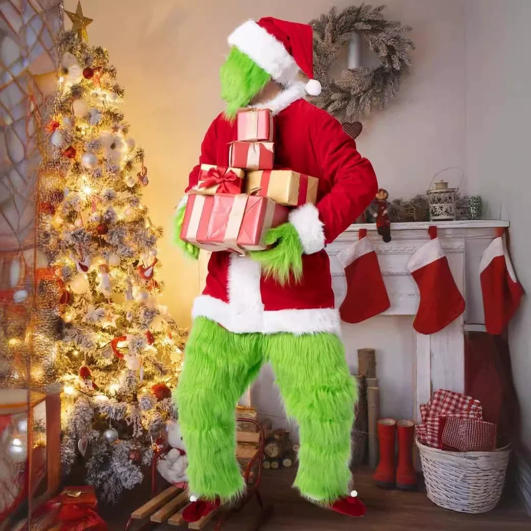 2025 Halloween Santa Claus Costume Set Christmas Party Prom Adult Role Game Shaggy Halloween Cosplay Dress