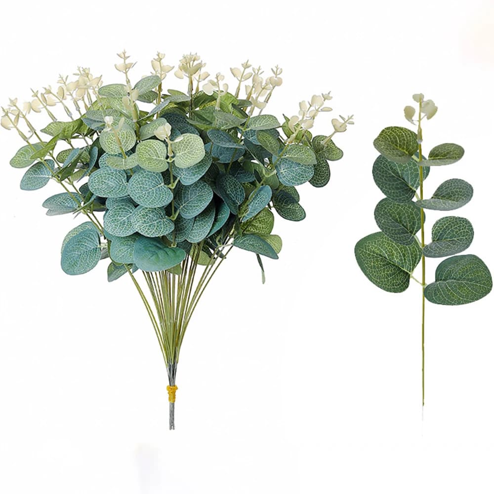 20 pezzi piante finte seta foglia di eucalipto decorazioni natalizie fai da te vaso per la casa giardino matrimonio scrapbooking fiori artificiali