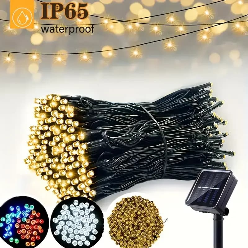 1pc luci a stringa solari a LED per esterni 8 modalità lucine scintillanti adatte per l'illuminazione scenica albero di Natale decorazione di nozze da giardino