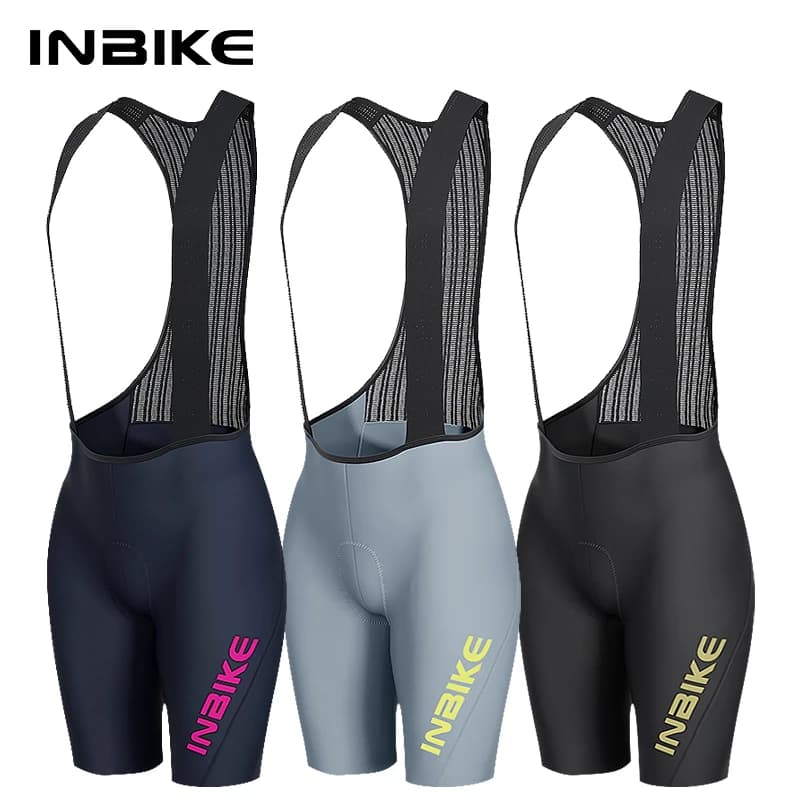 INBIKE Pantaloncini da Ciclismo da Donna con Bretelle, Traspiranti a Vita Alta per l'Estate, Abbigliamento Intimo per Ciclismo Outdoor, Attrezzatura da Ciclismo