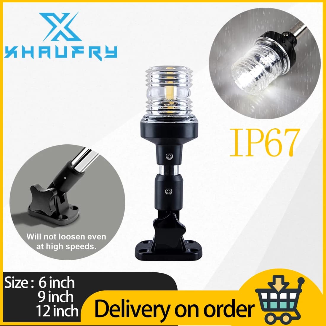 Accessori per Barche NUOVA Luce di Navigazione LED Pieghevole a 360 Gradi per Yacht, Luce di Ancoraggio Marina 12~24 V, Luce di Segnalazione per la Navigazione