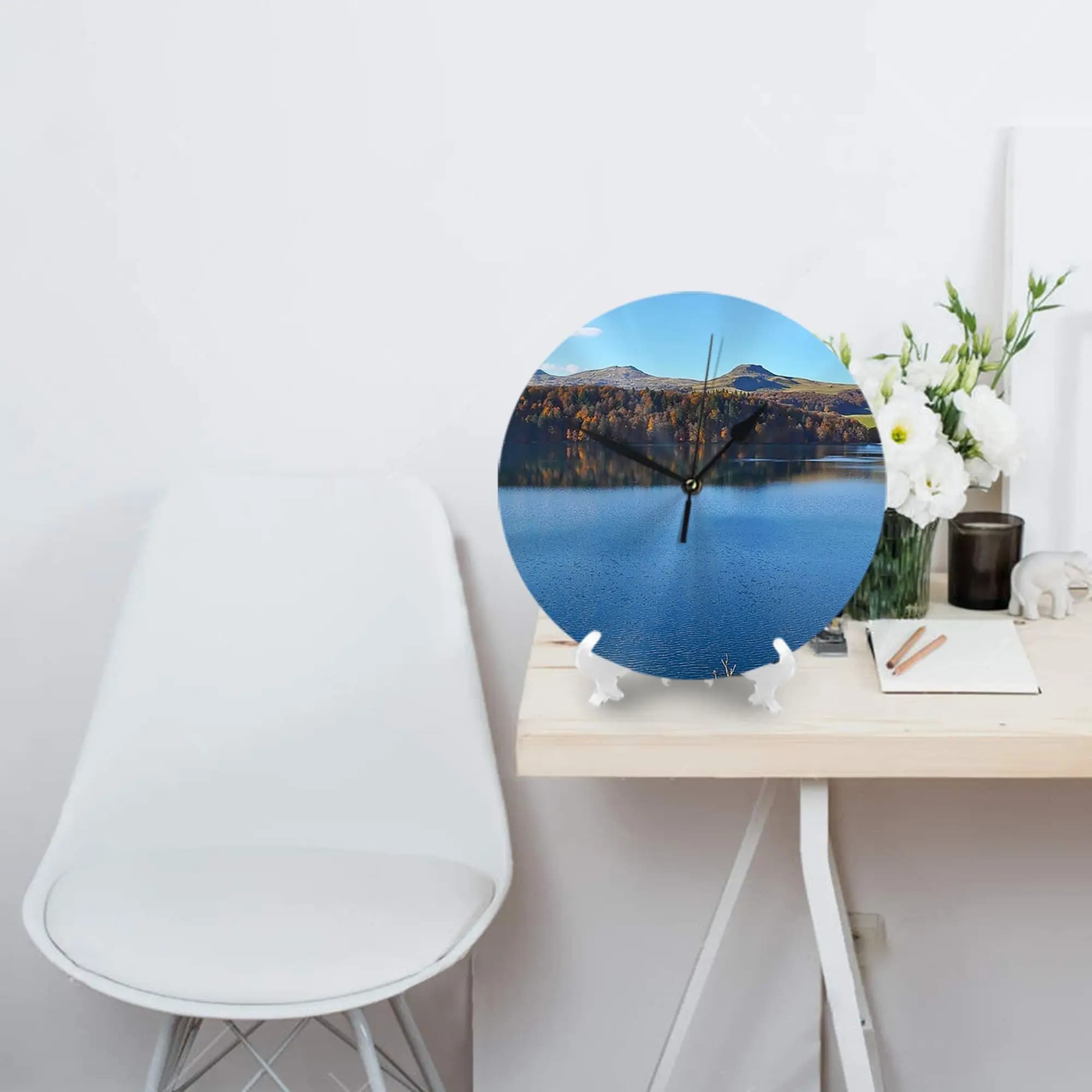 Panoramic wall clock Pavin Lake Room decoration Quiet round watch for bedroom Living room Kitchen Home