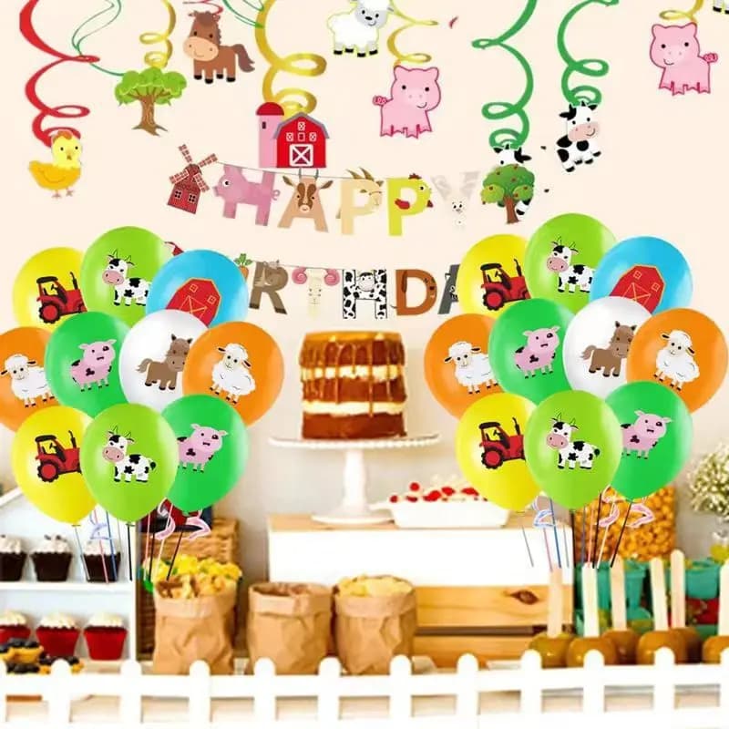 12 Inch Farm Birthday Balloons Set Animal Party Decoration Latex Balloons Children Farm Favors Cow/Pig/SheepParty Baby Shower