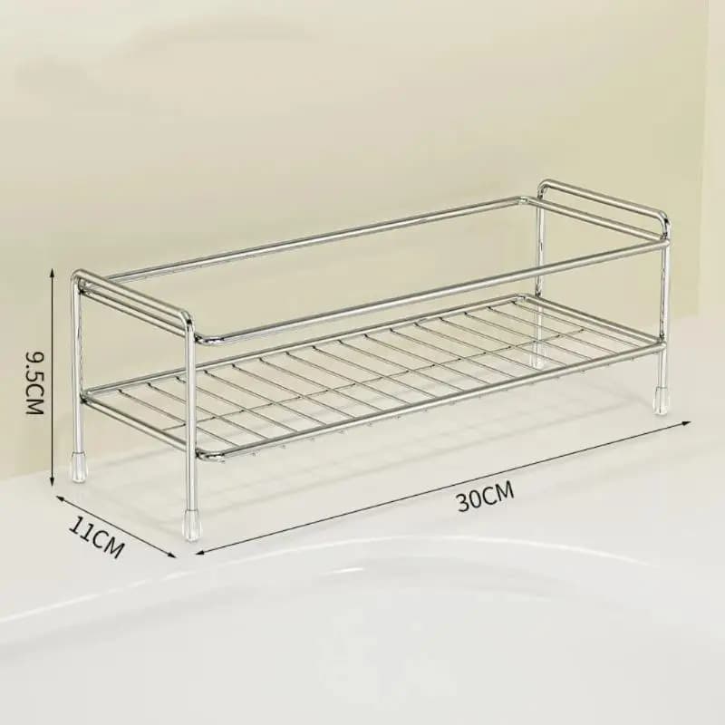 Space Saving Stainless Steel Sink Organizer with Built-in Sponge Storage Rack
