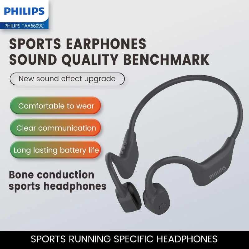 Philips TAA6609C Conduzione ossea Sport all'aria aperta Auricolare Bluetooth 5.4 Chiamate stereo HiFi Auricolare wireless Cuffie da gioco musicali