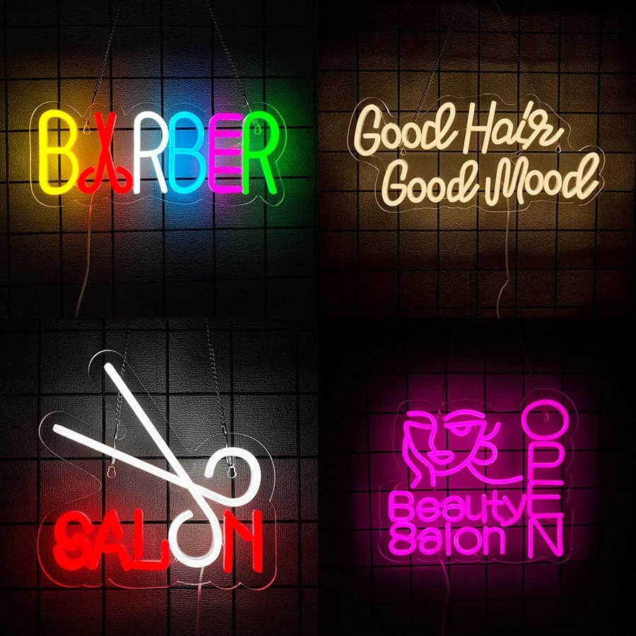 Insegna al neon per salone di bellezza, luce al neon a LED per parrucchiere, negozio di barbieri, salone di bellezza, miglior regalo per parrucchiere, alimentata tramite USB