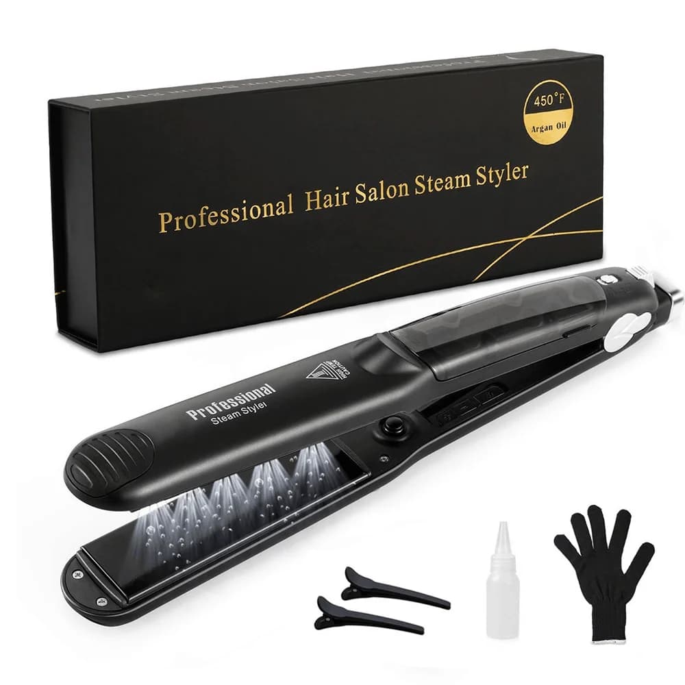 Professional Steam Iron Steam Hair Plate 450 °F Hair Care Tools with Quick Heat Argan Oil Treatment