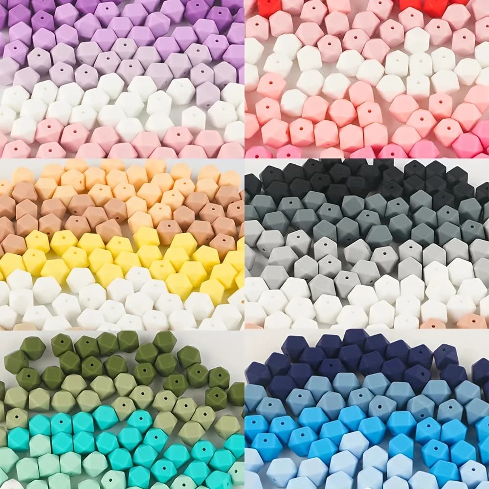 10 pezzi 14 mm perline esagonali in silicone per creazione di gioielli fai da te bracciali collana portachiavi accessori fatti a mano