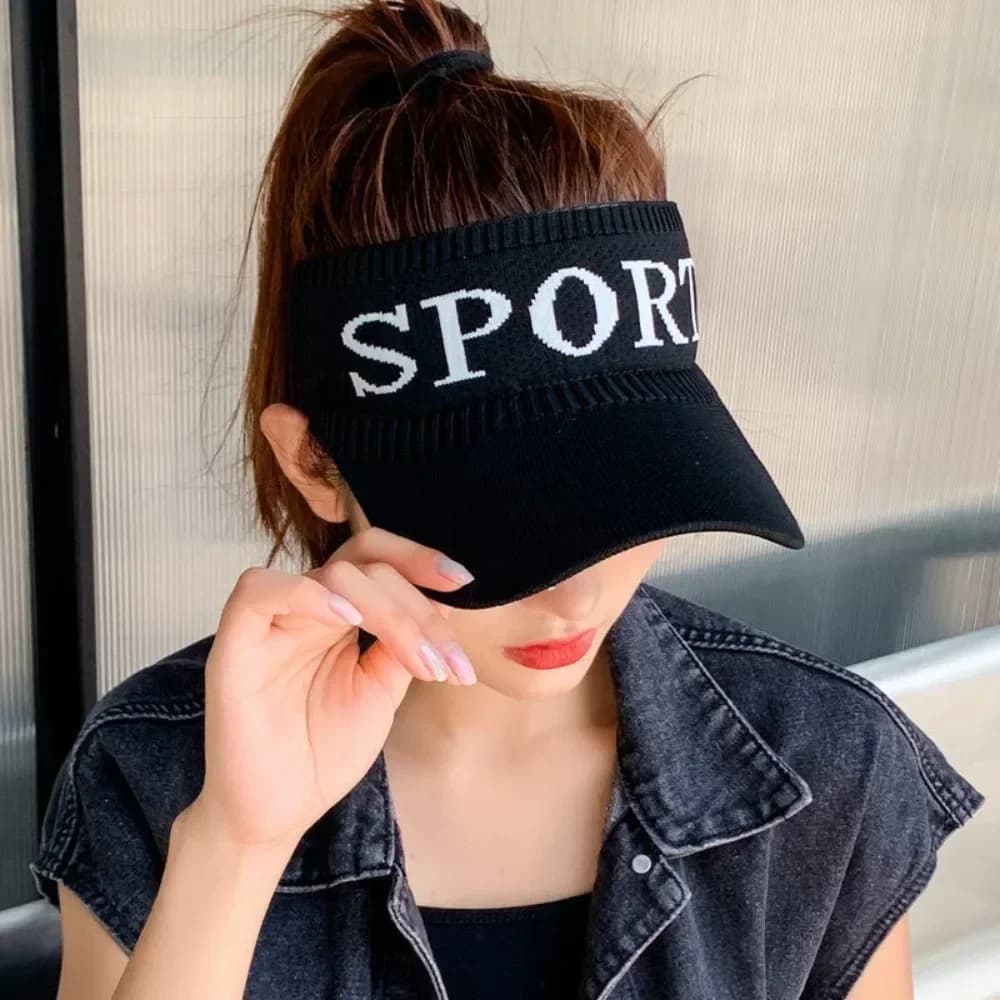 Cappello da sole estivo alla moda coreana, berretto da tennis, fascia sportiva, cappello classico da sole per sport e spiaggia, cappello sportivo da esterno da donna