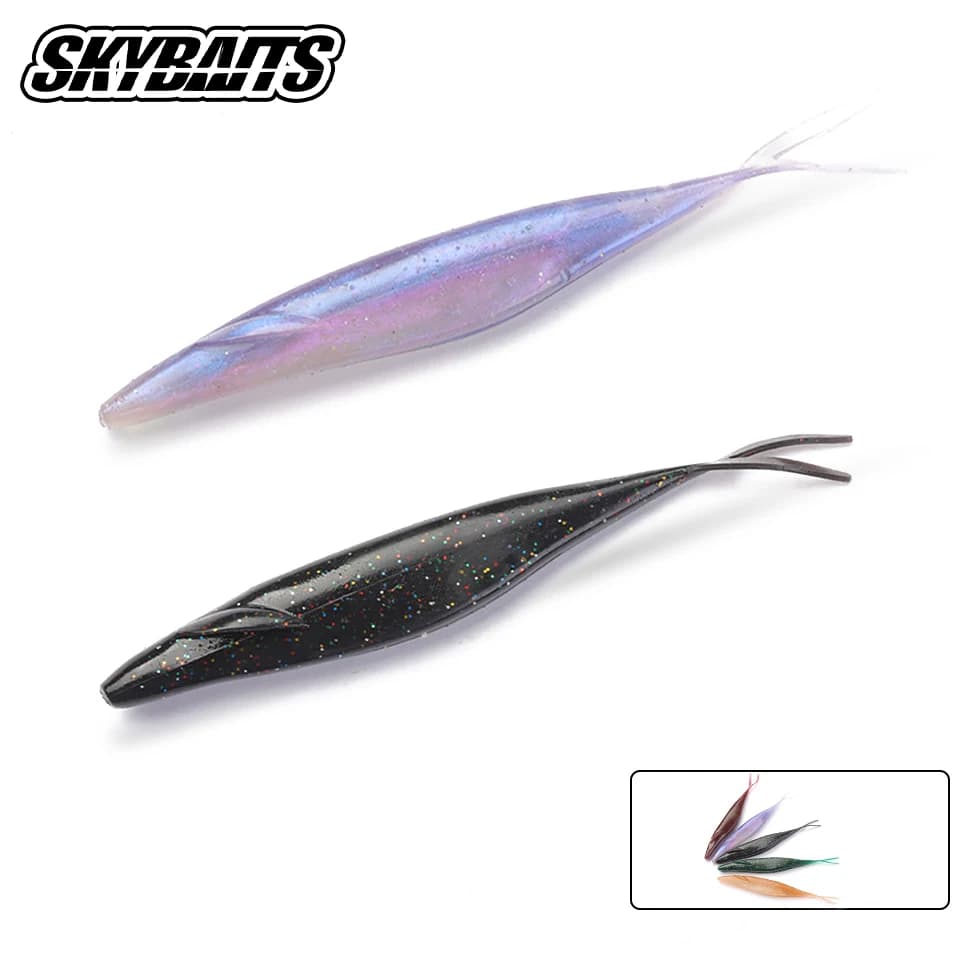 SKYBAITS 6 Pezzi/Lotto 12,7 cm 9,6 g Esche Artificiali Morbide in PVC con Coda Biforcuta, Affondanti, in Silicone, per la Pesca di Luccio, Persico e Spigola